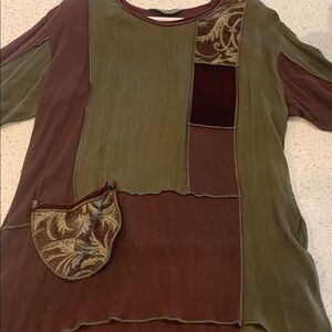 Vintage Bohemian Patchwork Tunic Top A. Spence Large USA